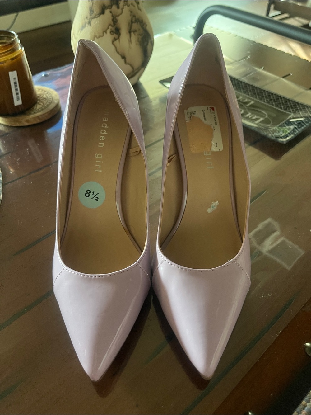 LIKE NEW Madden Girl Patent Pointed-Toe Pumps in Pale Pink